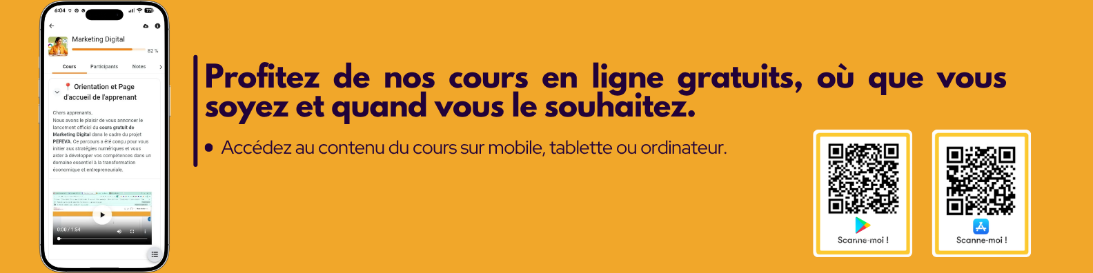Bannière PEFEVA - Cours en ligne gratuits